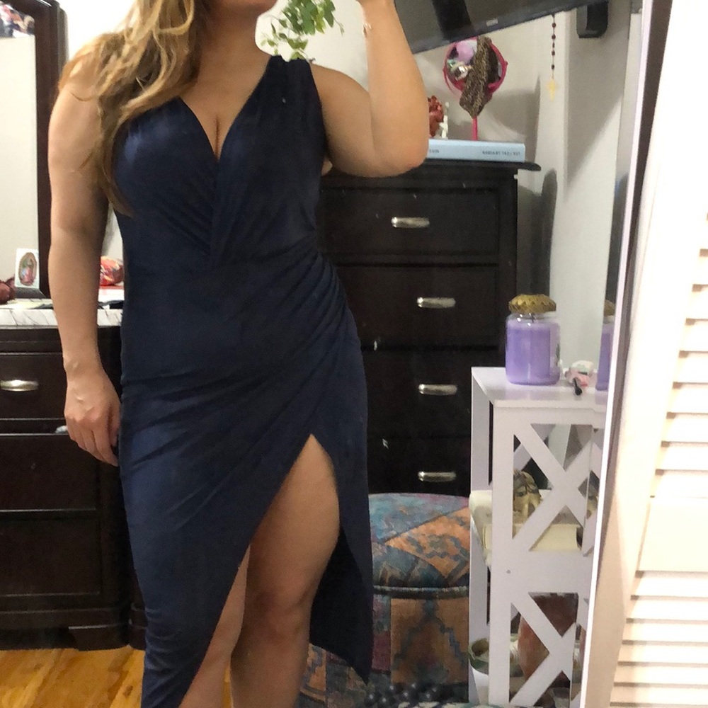 Blue long cocktail dress